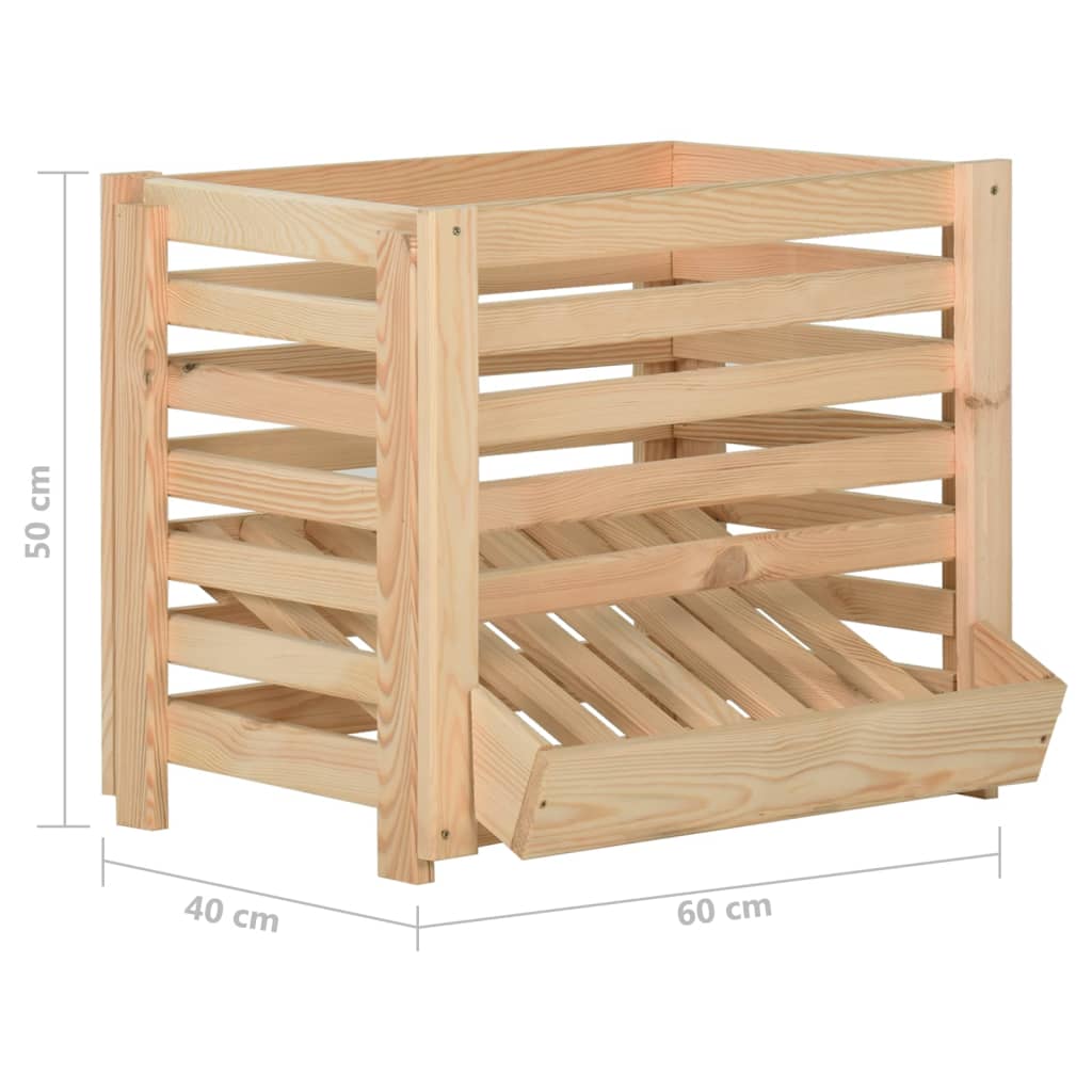 Cassetta Porta Patate  60x40x50 cm in Legno Massello di Pino - homemem39