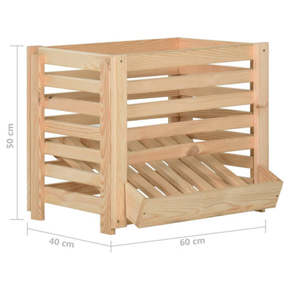 Cassetta Porta Patate  60x40x50 cm in Legno Massello di Pino - homemem39