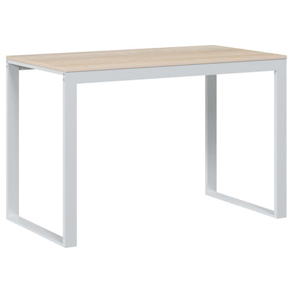 Scrivania Computer Bianca e Rovere 110x60x73 Legno Multistrato - homemem39