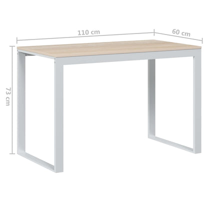 Scrivania Computer Bianca e Rovere 110x60x73 Legno Multistrato - homemem39
