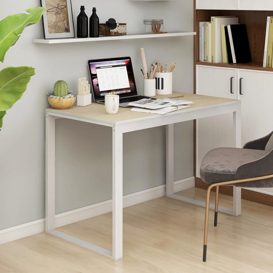 Scrivania Computer Bianca e Rovere 110x60x73 Legno Multistrato - homemem39