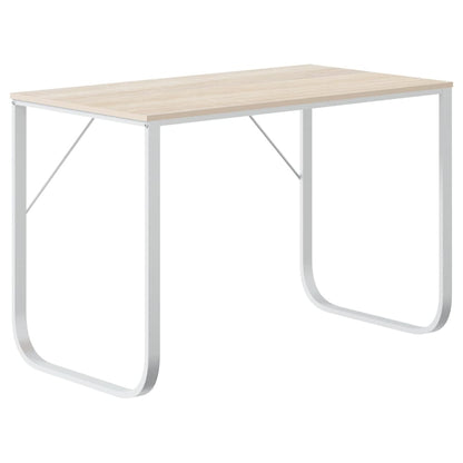 Scrivania Computer Bianca e Rovere 110x60x73 Legno Multistrato - homemem39
