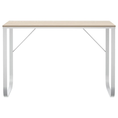 Scrivania Computer Bianca e Rovere 110x60x73 Legno Multistrato