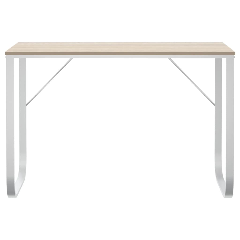 Scrivania Computer Bianca e Rovere 110x60x73 Legno Multistrato - homemem39