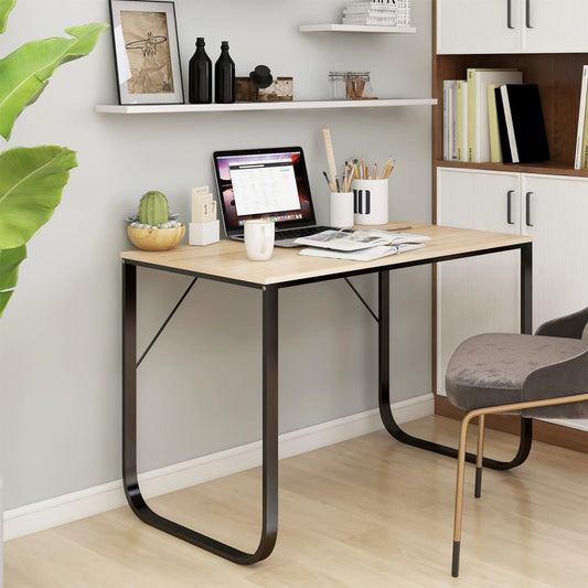 Scrivania Computer Nera e Rovere 110x60x73 cm Legno Multistrato