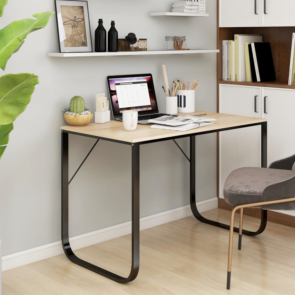 Scrivania Computer Nera e Rovere 110x60x73 cm Legno Multistrato - homemem39