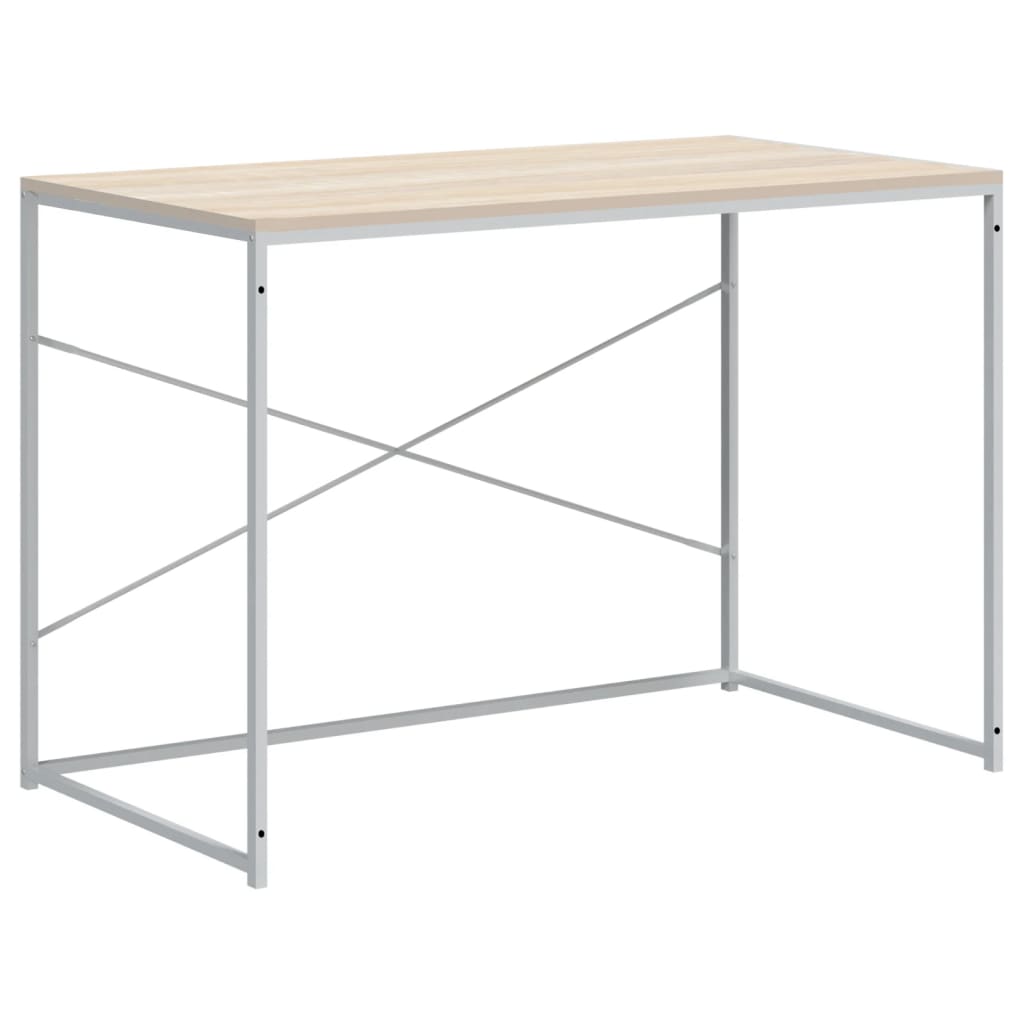 Scrivania Computer Bianca e Rovere 110x60x70 Legno Multistrato - homemem39