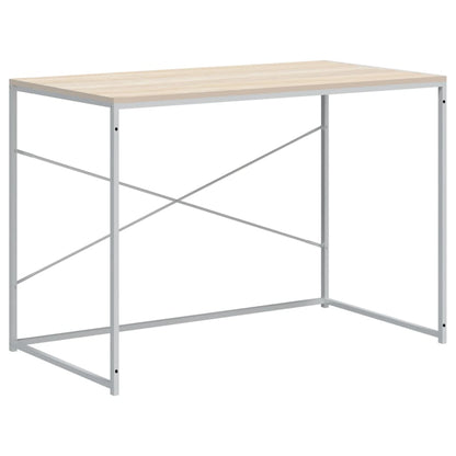 Scrivania Computer Bianca e Rovere 110x60x70 Legno Multistrato - homemem39