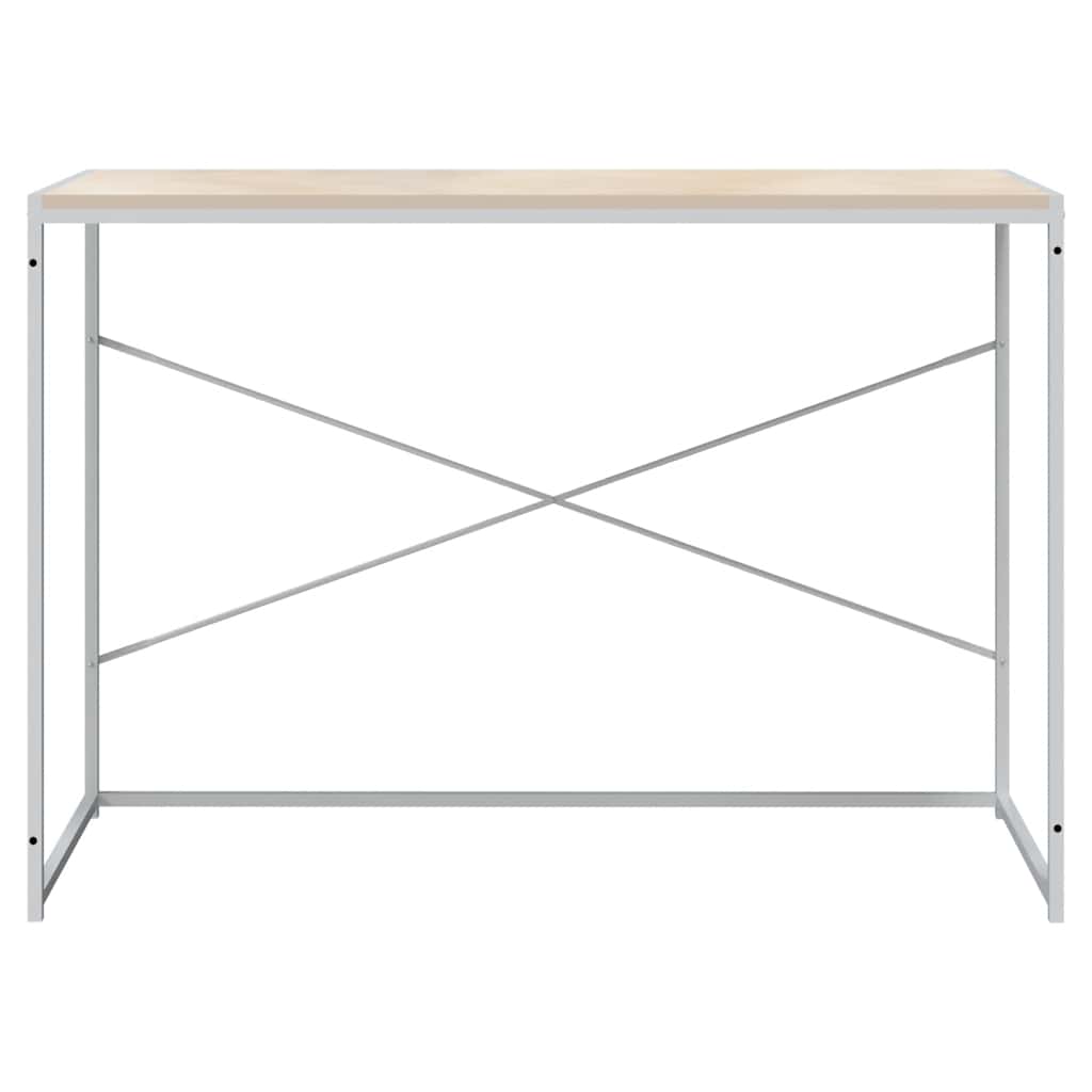 Scrivania Computer Bianca e Rovere 110x60x70 Legno Multistrato | homemem39