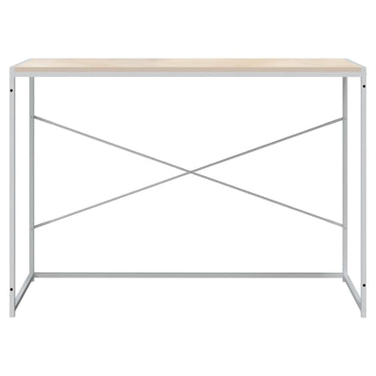 Scrivania Computer Bianca e Rovere 110x60x70 Legno Multistrato | homemem39
