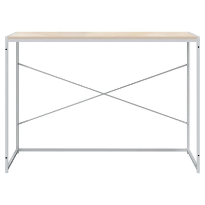 Scrivania Computer Bianca e Rovere 110x60x70 Legno Multistrato - homemem39