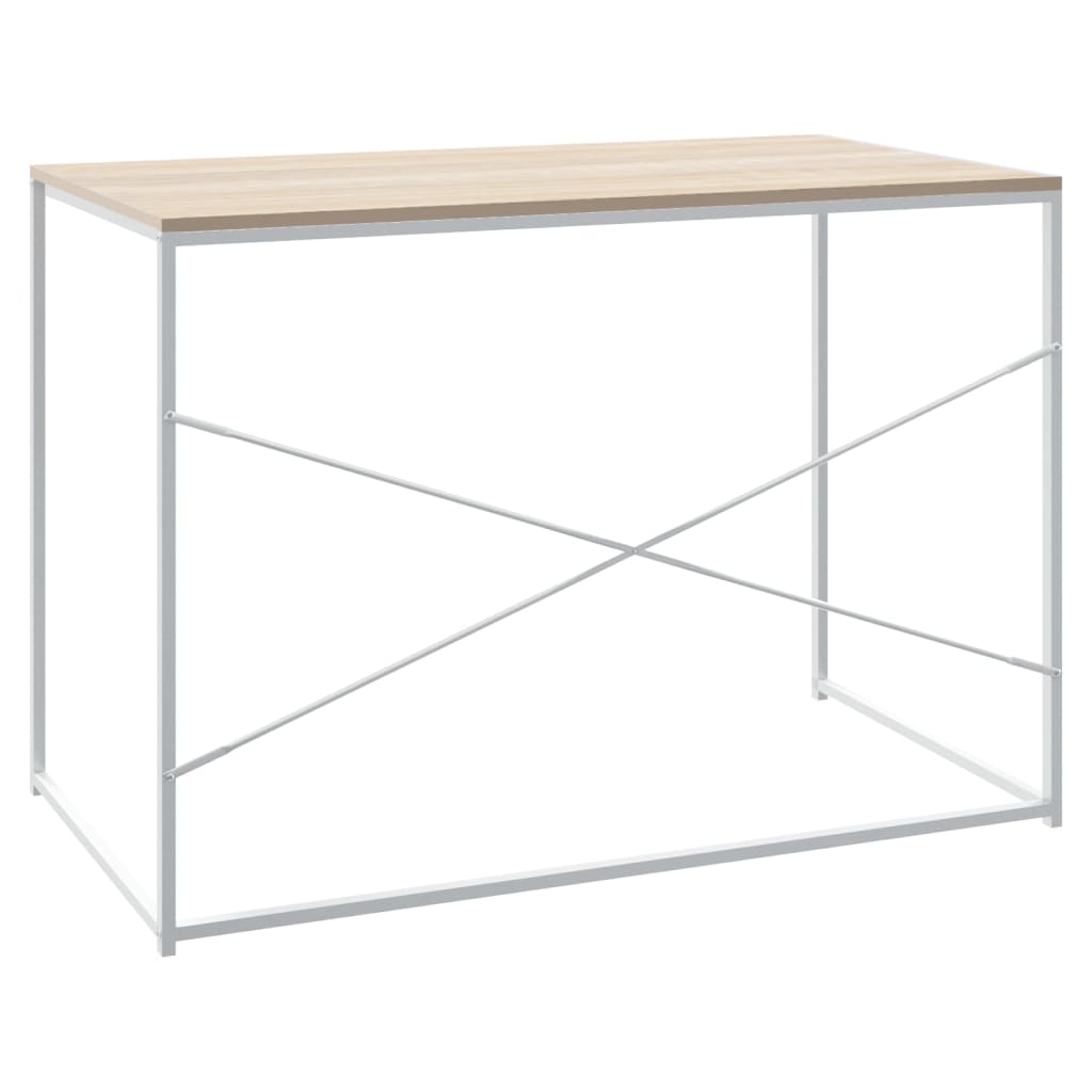 Scrivania Computer Bianca e Rovere 110x60x70 Legno Multistrato - homemem39