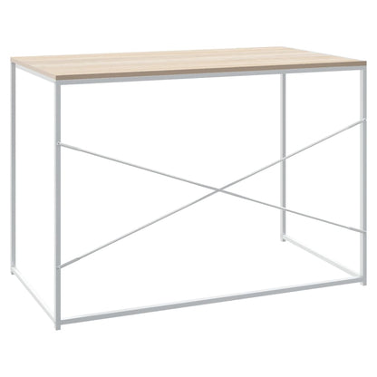 Scrivania Computer Bianca e Rovere 110x60x70 Legno Multistrato - homemem39
