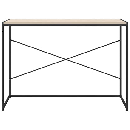 Scrivania Computer Nera e Rovere 110x60x70cm Legno Multistrato
