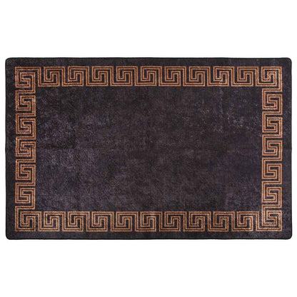 Tappeto Lavabile 80x150 cm Nero e Oro Antiscivolo - homemem39