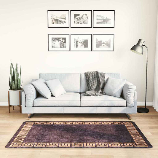Tappeto Lavabile 80x150 cm Nero e Oro Antiscivolo - homemem39