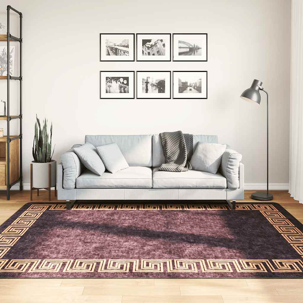 Tappeto Lavabile 160x230 cm Nero e Oro Antiscivolo