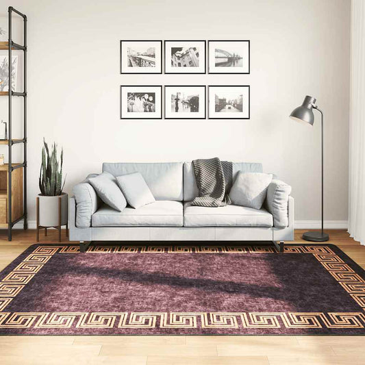 Tappeto Lavabile 160x230 cm Nero e Oro Antiscivolo