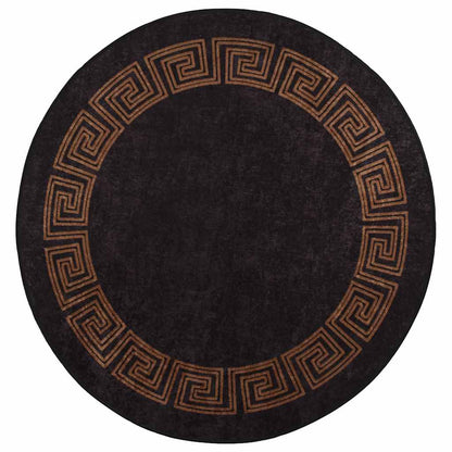 Tappeto Lavabile φ120 cm Nero e Oro Antiscivolo - homemem39