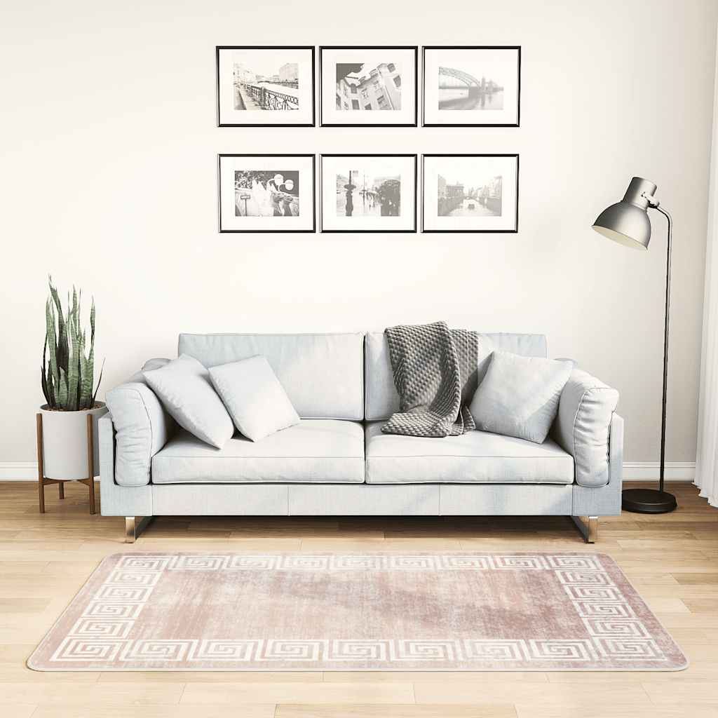 Tappeto Lavabile 80x150 cm Beige Antiscivolo