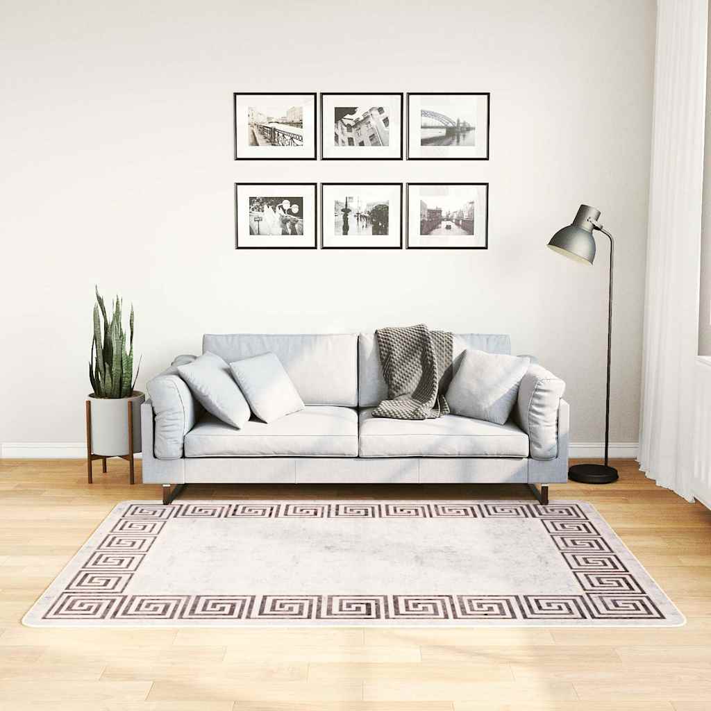Tappeto Lavabile 120x180 cm Beige Chiaro Antiscivolo