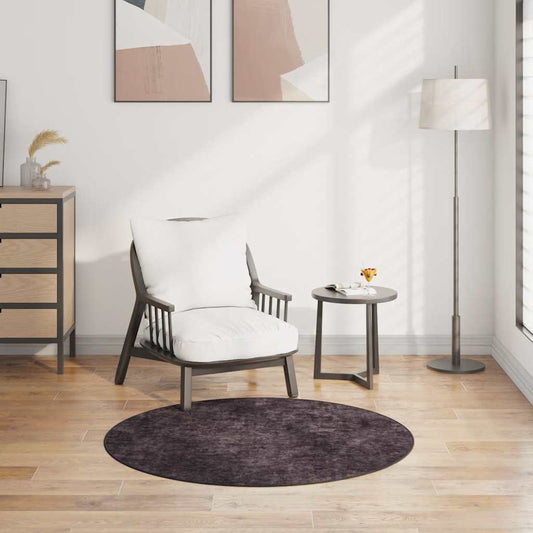 Tappeto Lavabile φ120 cm Antracite Antiscivolo