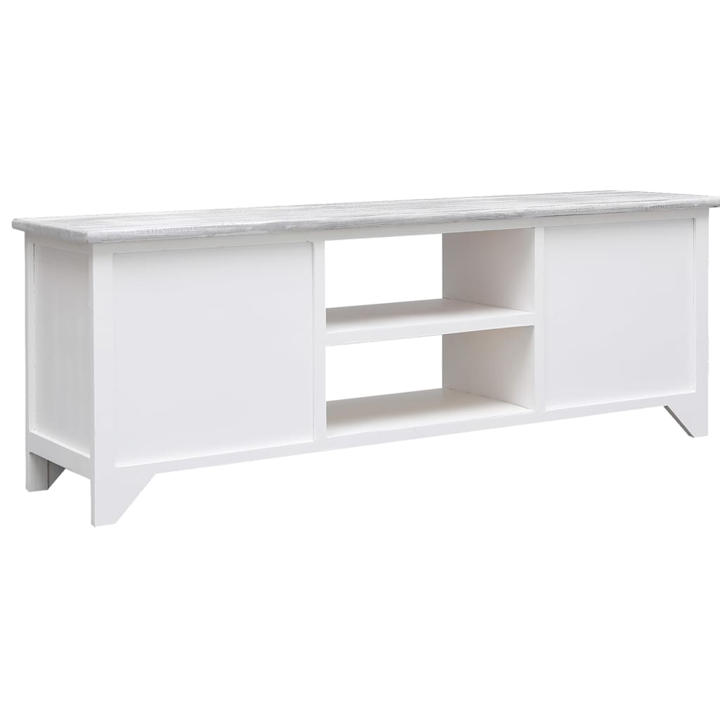 White and Gray TV Cabinet 108x30x40 cm Paulownia Wood