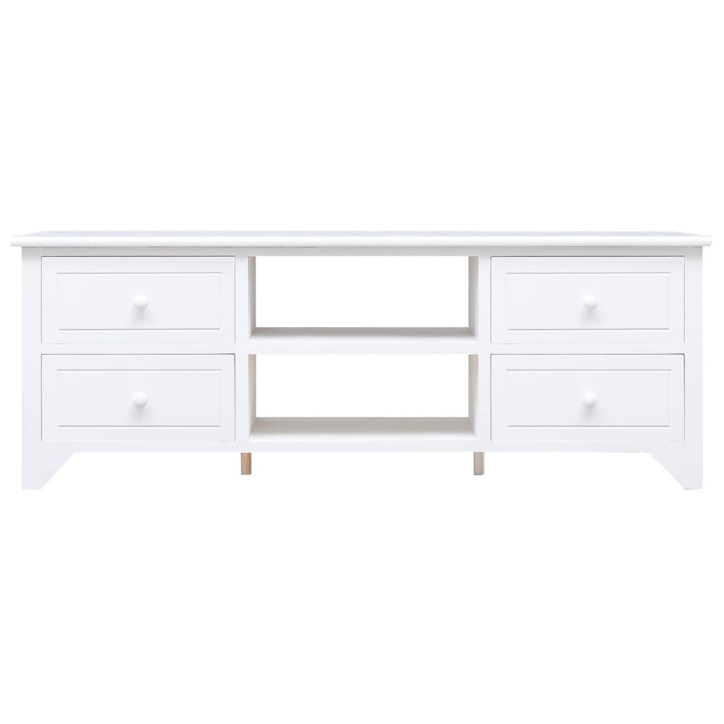 Mobile Porta TV Bianco 108x30x40 cm in Legno di Paulownia - homemem39