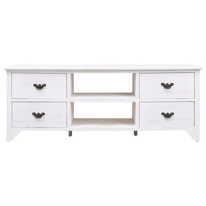 Antique White TV Cabinet 108x30x40 cm Paulownia Wood