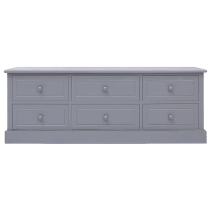 Mobile Porta TV Grigio 108x30x40 cm Legno Massello di Paulownia