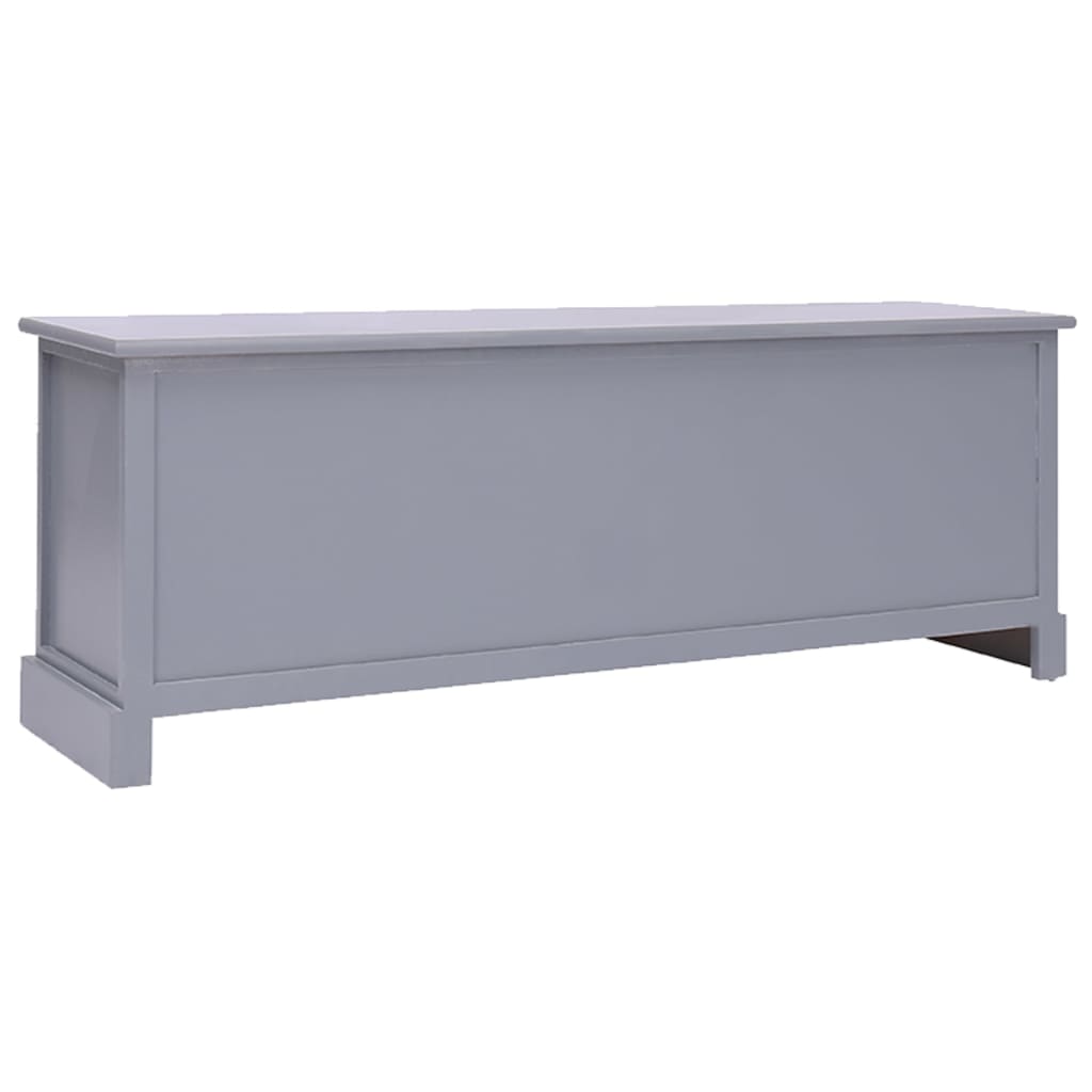 Mobile Porta TV Grigio 108x30x40 cm Legno Massello di Paulownia