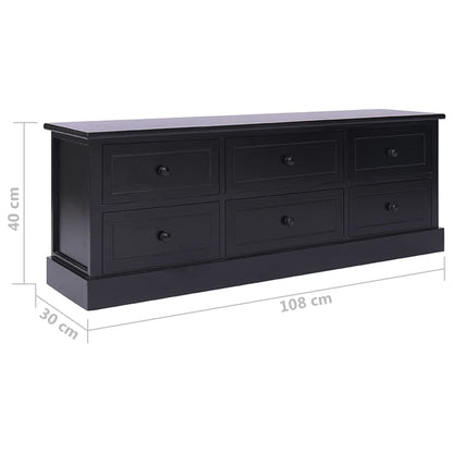 Mobile Porta TV Nero 108x30x40 cm in Legno di Paulownia - homemem39