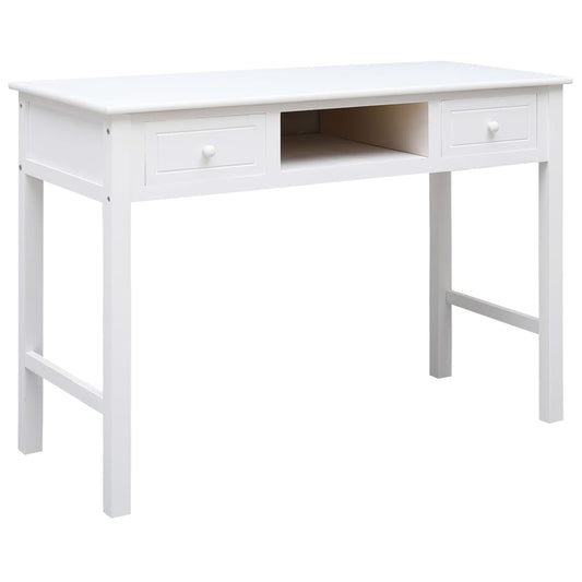 Scrivania Bianca 108x45x76 cm in Legno Massello di Paulownia - homemem39