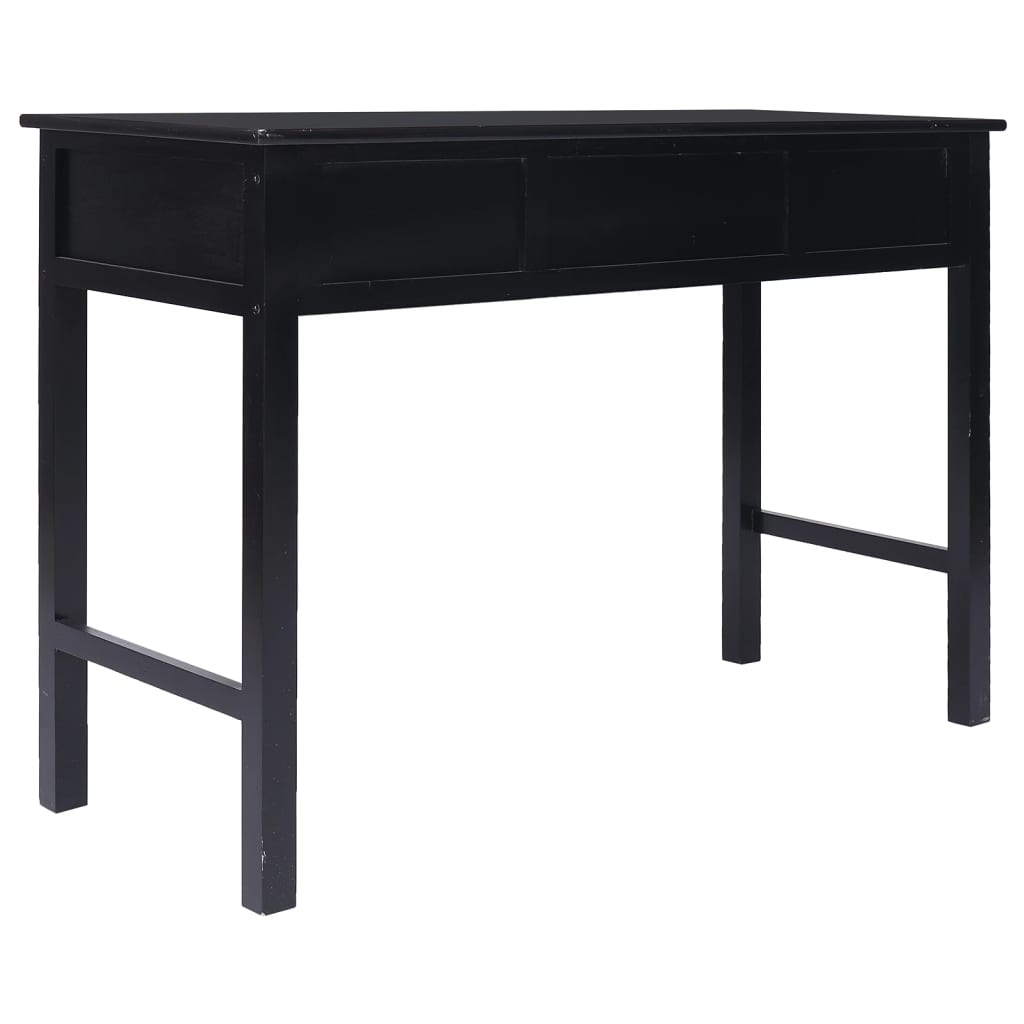 Scrivania Nera 108x45x76 cm in Legno Massello di Paulownia - homemem39