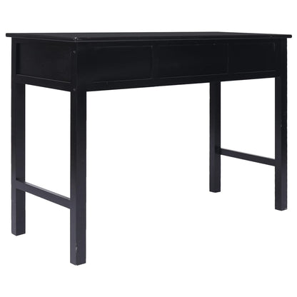 Scrivania Nera 108x45x76 cm in Legno Massello di Paulownia - homemem39