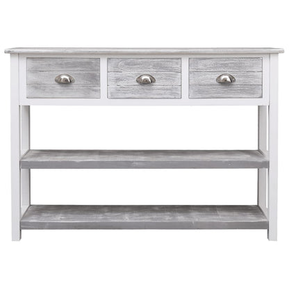 Credenza Grigio Antico 108x30x76 cm Legno Massello di Paulownia