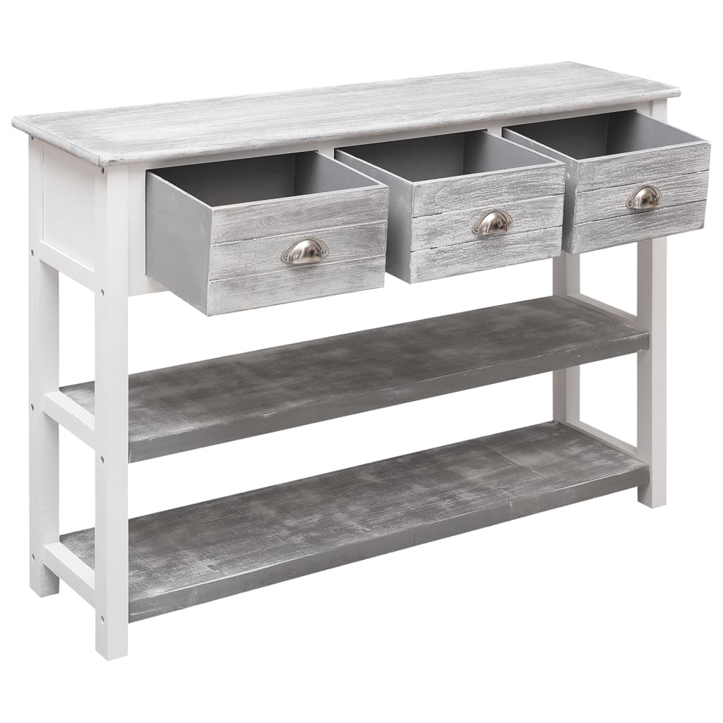 Credenza Grigio Antico 108x30x76 cm Legno Massello di Paulownia - homemem39