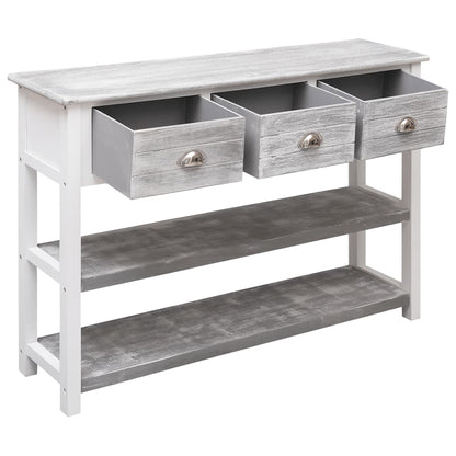 Credenza Grigio Antico 108x30x76 cm Legno Massello di Paulownia - homemem39