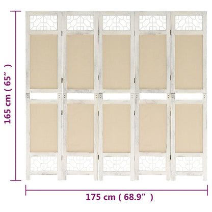 Divisorio a 5 Pannelli Crema 175x165 cm in Tessuto | homemem39