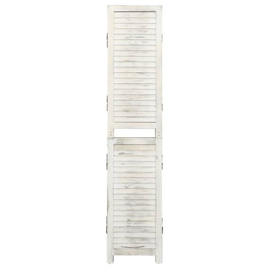 Divisorio 5 Pannelli Bianco Antico 178,5x166 cm Legno Massello - homemem39