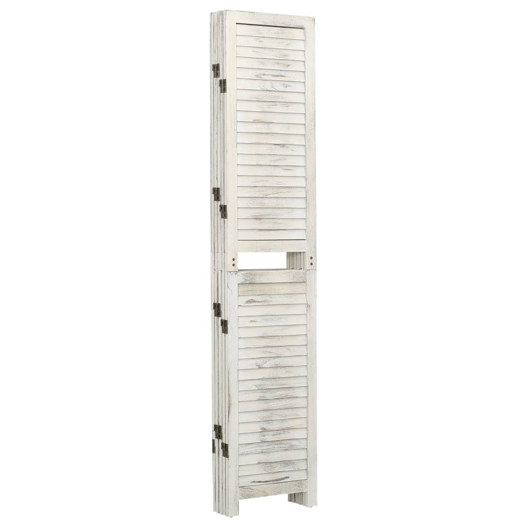 Divisorio 5 Pannelli Bianco Antico 178,5x166 cm Legno Massello - homemem39