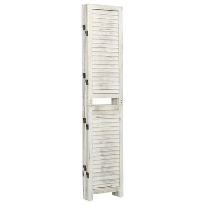 Divisorio 5 Pannelli Bianco Antico 178,5x166 cm Legno Massello - homemem39