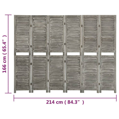 Divisorio a 6 Pannelli Grigio 214x166 cm in Legno Massello | homemem39