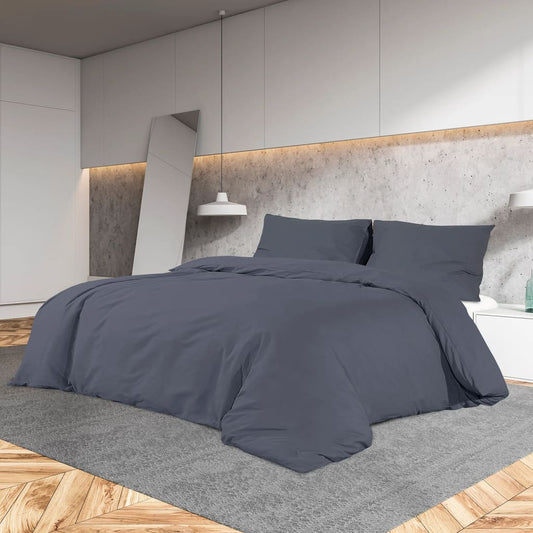 Set Copripiumino Antracite 135x200 cm in Microfibra Leggera - homemem39