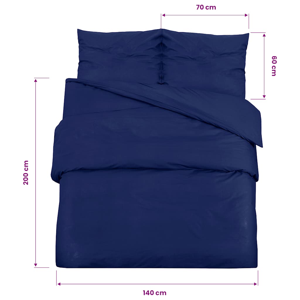 Set Copripiumino Blu Marino 140x200 cm in Microfibra Leggera | homemem39