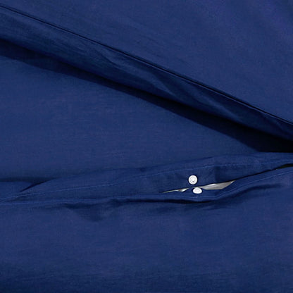 Set Copripiumino Blu Marino 200x200 cm in Microfibra Leggera - homemem39