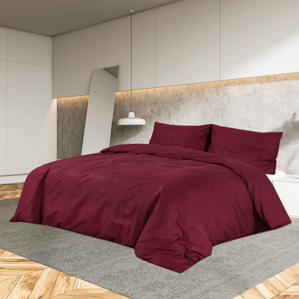 Set Copripiumino Bordeaux 140x200 cm in Microfibra Leggera | homemem39