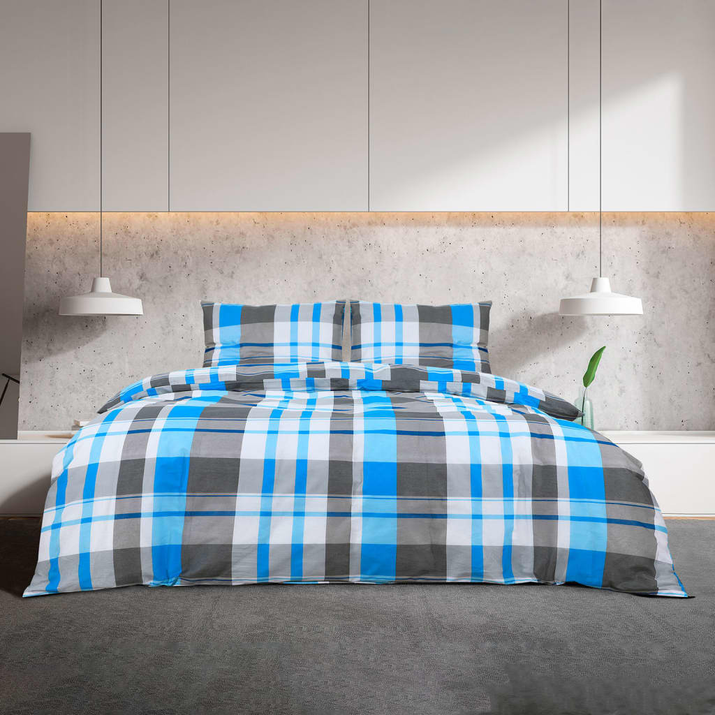 Set Copripiumino Blu e Grigio 140x200 cm in Cotone | homemem39