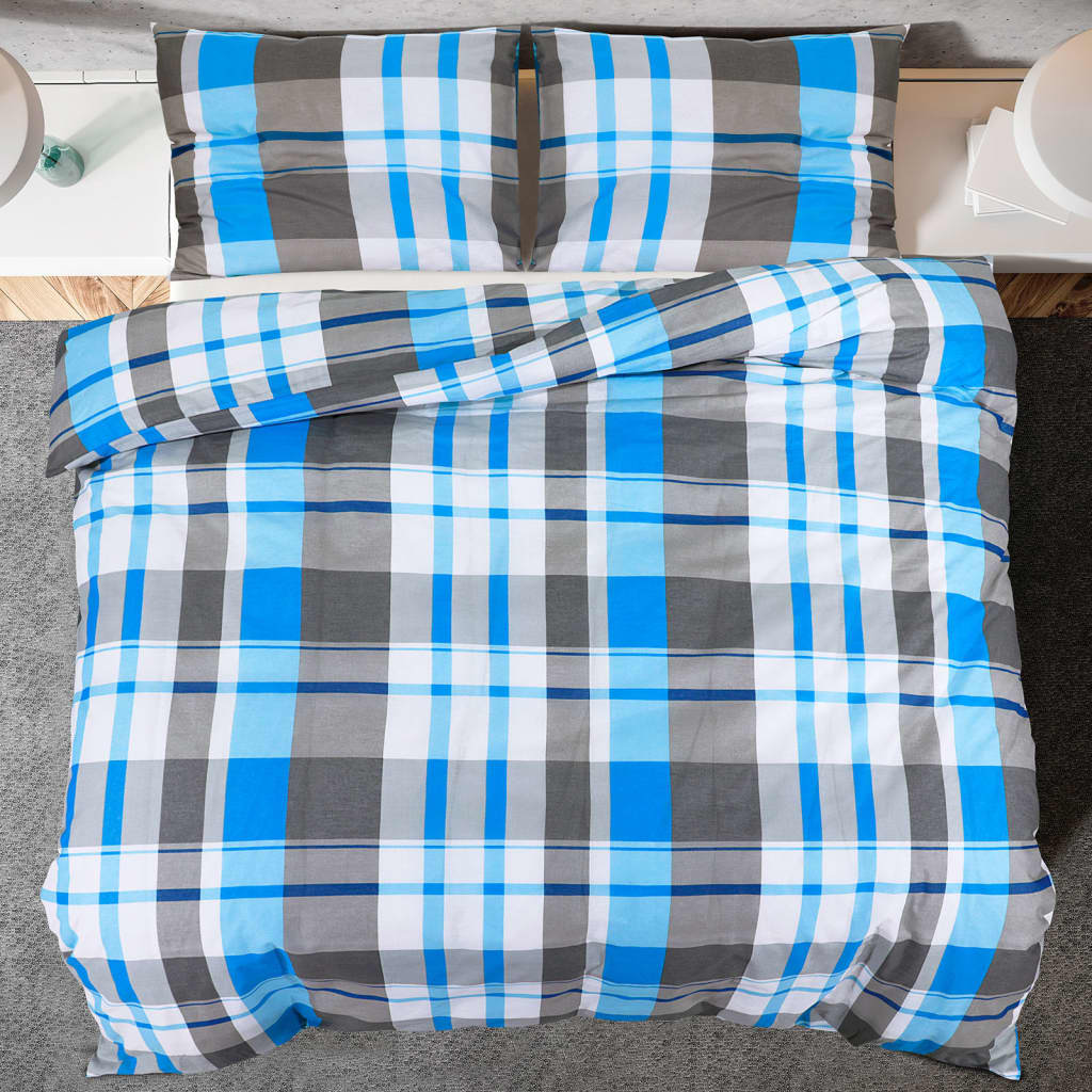 Set Copripiumino Blu e Grigio 140x200 cm in Cotone | homemem39