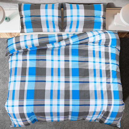 Set Copripiumino Blu e Grigio 200x220 cm in Cotone